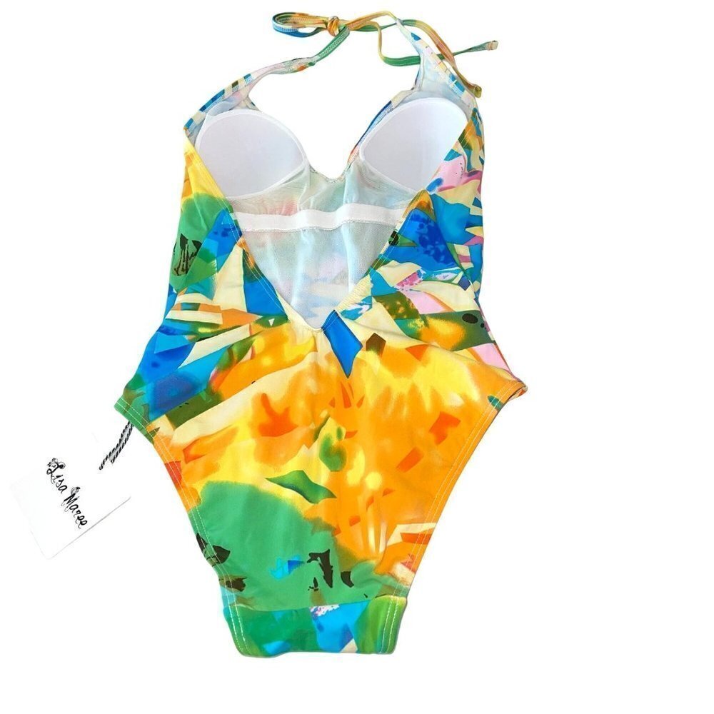 Lisa Maree Womens Swimsuit Size Xs Tropical Low Back Molded Cupstie Neck New — image 2 of 8